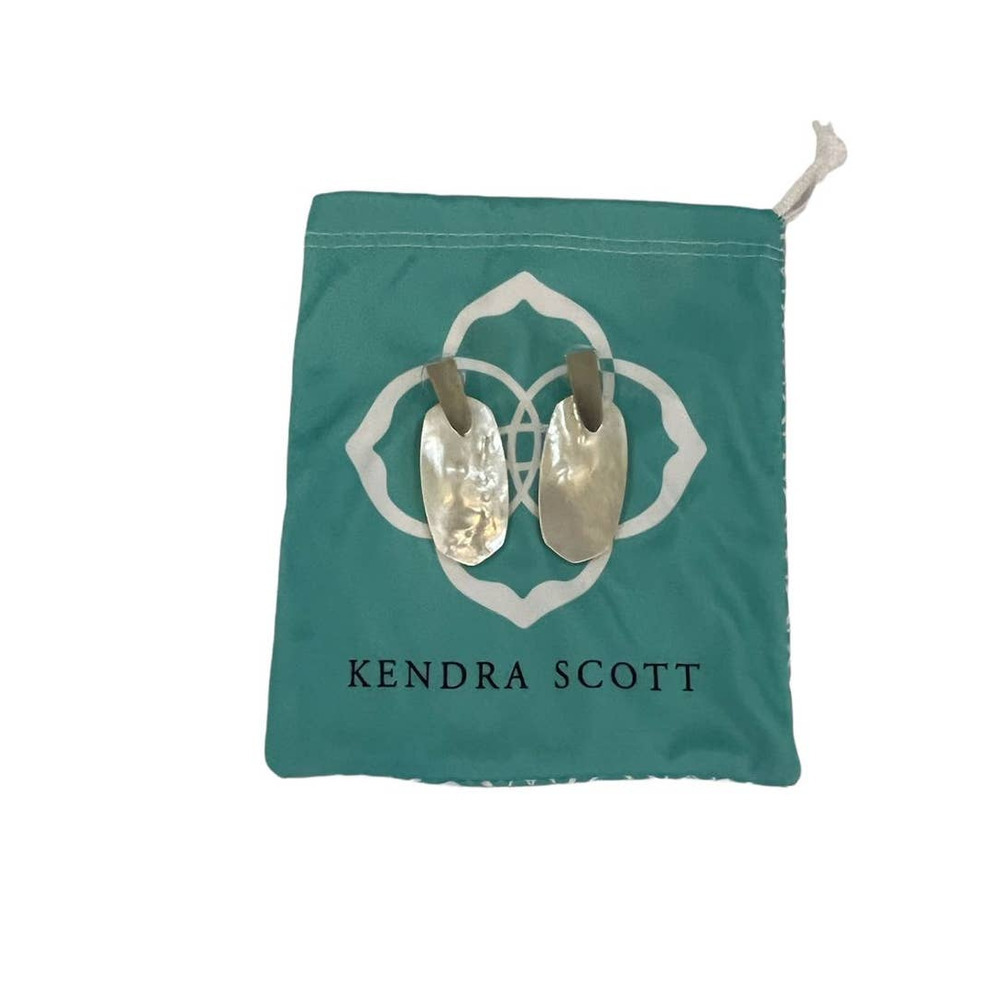 KENDRA Scott Ivory Silver Oval Drop Mother of Pearl Statement Earrings - Picture 4 of 10